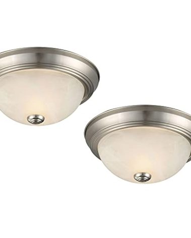 Design House Ceiling Light, Flush Mount, Dimmable, Uses (2) 60W Bulbs, Satin Nickel, 11.25 in D x 4.75 in H, 2-Pack Includes Two Ceiling Lights, 587527