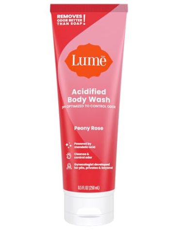 Lume Acidified Body Wash - 24 Hour Odor Control - Removes Odor Better than Soap - Moisturizing Formula - Formulated Without SLS or Parabens - OB/GYN Developed - 8.5 ounce (Peony Rose)