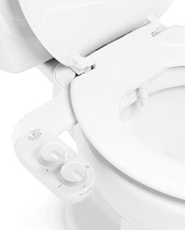 Brondell Fresh Spa Adjustable, Bidet Attachment FSA-25 for Toilet Seats with Adjustable Single Nozzle, Side Arm Control, Thin Profile, White (Dual Temperature)
