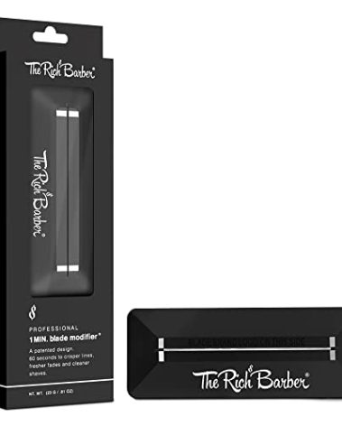 The Rich Barber 1 Minute Blade Modifier - Trimmer Blade Sharpener with Diamond Metal Stone for Professional & Home Use - Closer Shaves, Sharper Lines, Less Ingrown Hair - Compatible with Most Brands