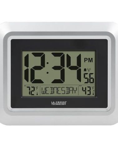 La Crosse Technology 513-1918S-INT Atomic Digital Wall Clock with Outdoor Temperature