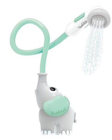 Yookidoo Baby Bath Shower Head - Elephant Water Pump with Trunk Spout Rinser - Control Water Flow from 2 Elephant Trunk Knobs for Maximum Fun in Tub or Sink for Newborn Babies