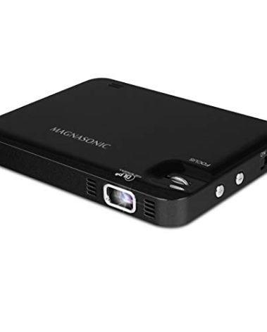 Magnasonic LED Pocket Pico Video Projector, HDMI, Rechargeable Battery, Built-in Speaker, DLP, 60" Hi-Resolution Display for Streaming Movies, Presentations, Smartphones, Tablets, Laptops (PP60)