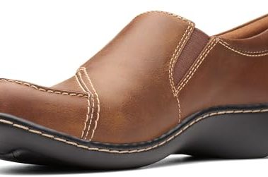 New Clarks Women's Ashland Lane Q Loafer Dark Tan Leather 9 W