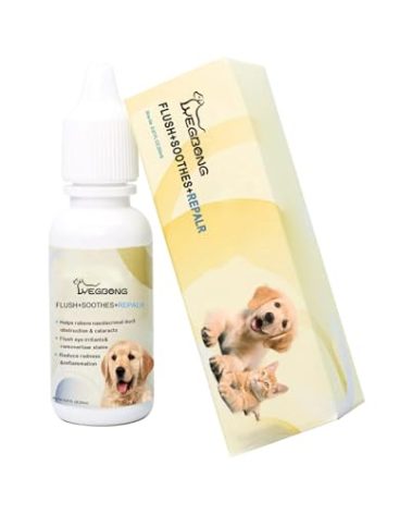 HcirjhieEye Drops for Dogs, Dog Eye Infection Treatment, Superior Comfort Long，Lasting Relief Fewer Application Needed, Used to Clean Tear Stains, Remove Eye Stains, and Relieve Dryness, 20mI