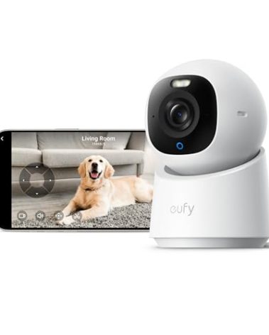 eufy Indoor Cam E30, Latest Generation, 4K UHD Security Camera, Pet/Dog/Baby Camera with Phone app, Color Night Vision, Human/Pet Auto Tracking, 360 Pan-Tilt, Works with Homekit