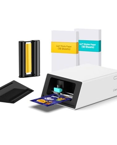 Liene PixCut S1 Color Sticker Printer & Cutting Machine - All-in-One Sticker Maker for DIY Crafts, Custom Labels & Gifts. Thermal Dye-Sublimation Photo Printer, 300 DPI, Precise AI Auto-Cutting