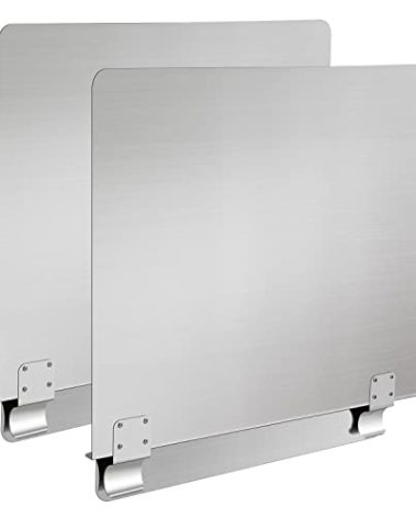 SDSNTE Stainless Steel Commercial Deep Fryer Splash Guard 20-1/2" W X 18" H Side Splash Universal fit clips stop oil from splattering, pack of 2