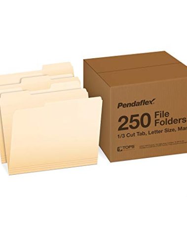 Pendaflex File Folders, Letter Size, 1/3 Cut, Manila, 250 per Box (752250)