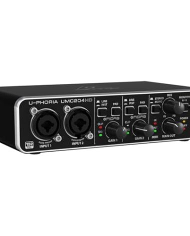 Behringer UMC204HD Audiophile 2x4, 24-Bit/192 kHz USB Audio/MIDI Interface with Midas Mic Preamplifiers | For Recording Microphones and Instruments