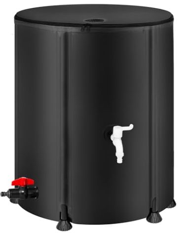 Collapsible Rain Barrel Water Storage Containers-53 Gallon Portable Rainwater Collect System Water Tank to Collect Rainwater from Gutter Downspout Water Catcher with Spigots,Filter＆Overflow Kits