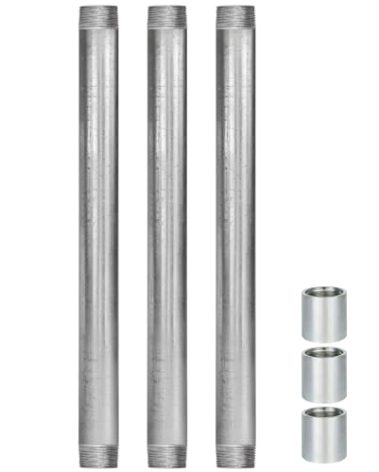 Well Point Pipes, 3PCS 39" 1-1/4 Galvanized Drive Point Well Pipes+3PCS 1-1/4 Well Point Drive Couplings,Drive Point Well Pipes and Drive Pipe Connector for Drive Sand Point Well&Soft Soil Well