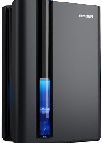 SIMSEN 95oz Dehumidifiers for Home, 800 sq ft Quiet Small Dehumidifier with Drain Hose, Dehumidifiers for Bedroom Bathroom Basements Closet RV (Black)