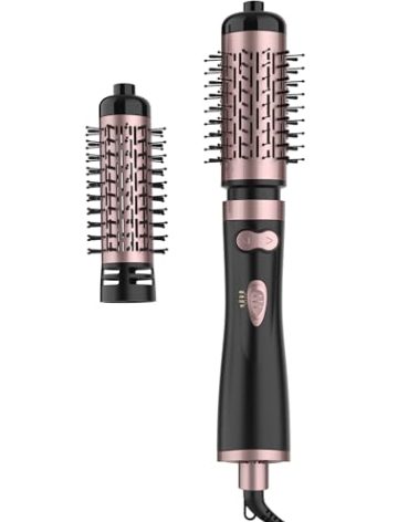 ANWA Rotating Hair Dryer Brush, 4-in-1 Hot Air Styler and Rotating Brush, Rotating Blow Dryer Brush with 2 Detachable Brushes(1.5"& 2"), Black
