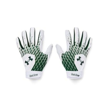 Under Armour Boys Youth Clean Up Baseball Gloves, (101) White/Forest Green/Forest Green, Large