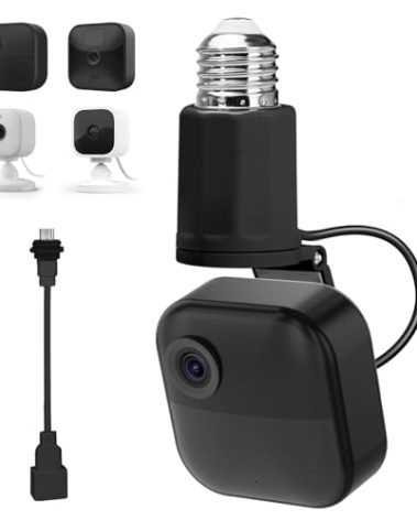 Adjustable Lamp Socket Mount for Blink Outdoor 4 (4th Gen), Blink Outdoor (3rd Gen), Blink Mini/Blink Mini 2, Light Bulb Mount for Standard E26/E27 Bulb Holder, Easy Installation Without Tools - Black