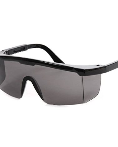 Galeton 9231 Boxer Classic Safety Glasses with Adjustable Temples and Anti-Scratch Lenses, Black Frame/Gray