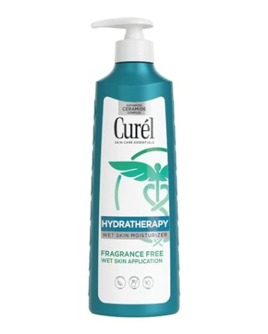 Curel Hydra Therapy In Shower Lotion, Itch Defense Body Moisturizer with Advanced Ceramide Complex, Vitamin E, & Oatmeal Extract, 12 Oz