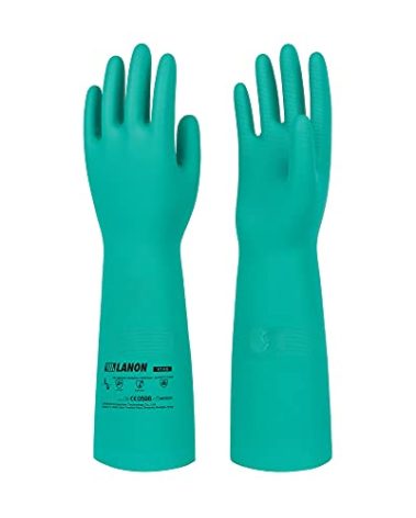 LANON Nitrile Chemical Resistant Gloves, Reusable Heavy Duty Safety Work Gloves, Acid, Alkali and Oil Protection, 18" Length, Non-Slip, XX Large