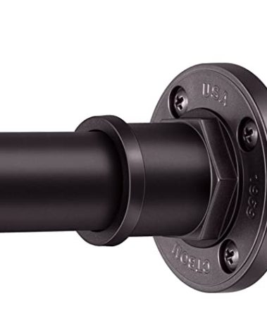 BRIOFOX Industrial Shower Curtain Rod - 2-in-1 Design Tension Curtain Rod - Never Rust Non-Slip 43 to 72 Inch Stainless Steel, Bronze Window Curtain Rod