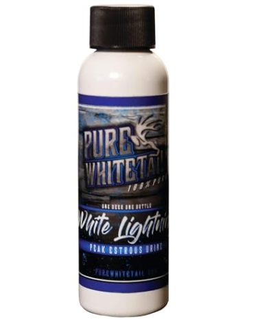 Pure Whitetail | White Lightning Peak Estrous Urine | Doe in Rut Scent | Doe Pee Mock Scrape Scent | Estrous Doe Urine | Fresh Natural Deer Pee | 2 oz Bottle
