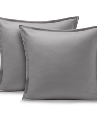 Bare Home Euro Pillow Sham Covers - Set of 2 - Premium 1800 Ultra-Soft Microfiber - Double Brushed - Bed Pillow Shams - Pillows Not Included (Set of 2, Light Grey)