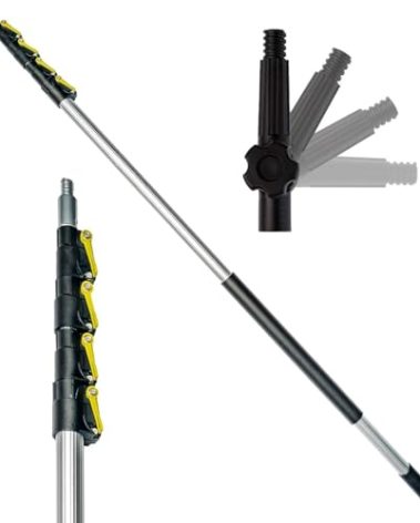 DOCA Telescoping Pole 5-12 Ft - Extension Pole for Cleaning, Feather Duster, Window Washing Kit, Paint Roller, Window Squeegee - High Reach Extendable Kit for Indoor & Outdoor - Pole Only