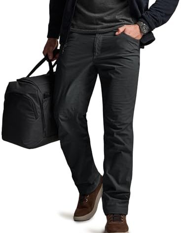 CQR Men's Winter Fleece Lined Pants, Water-Resistant Outdoor Stretch Work Pants, Windproof Casual Pants with Pockets, Nylon Fleece Cargo Black, 30W x 30L