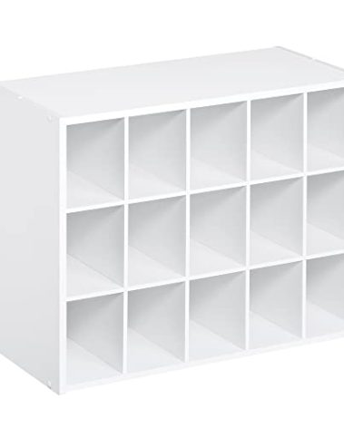 ClosetMaid 15 Cube Stackable Storage Organizer for Shoes Bags, Crafts, Hobbies with Wood Shelves, for Closet, Entryway or Mudroom, White