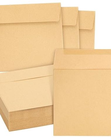 Juvale 60 Pc Square Brown Paper Envelopes - 5.5 x 5.5 in Flat Flap - Thick Natural Paper - For Wedding Card & Birthday Card