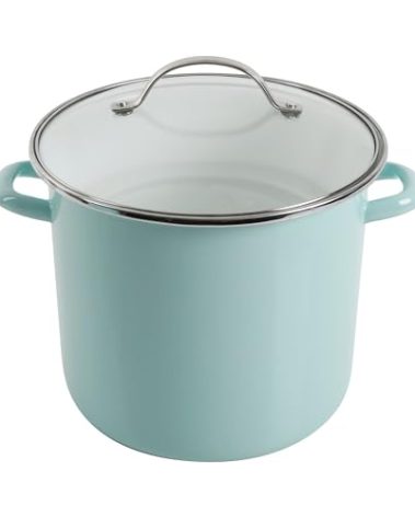 Martha Stewart Thayer 8-Quart Enamel On Steel Scratch Resistant Stock Pot w/Lid - Martha Blue