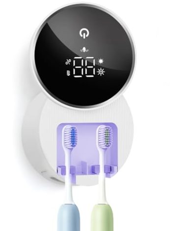 Toothbrush Holders for Bathroom, WONICO Toothbrush Sanitizer Holder, Tooth Brush Wall-Mounted Cleaner Organizer with Auto-Inductive Cover, Air Drying Fits Most Electric, Manual and Kids’ Toothbrushes