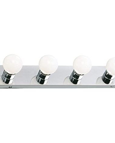 Design House Vanity Lighting, Steel Construction, 4 Vanity Lights, Dimmable, Uses four 60W Bulbs, Polished Chrome, 24.0 In. W x 4.3 In. H x 2.0 In. D, 500892