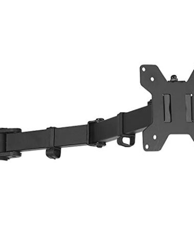 WALI Single Monitor Arm, Fully Adjustable Pole Mount Bracket for WALI Monitor Mounting System (001ARM), Black