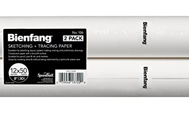 Bienfang Sketching & Tracing Paper Roll, White, 12 Inches x 50 Yards (2-Pack) - for Drawing, Trace, Sketch, Sewing Pattern