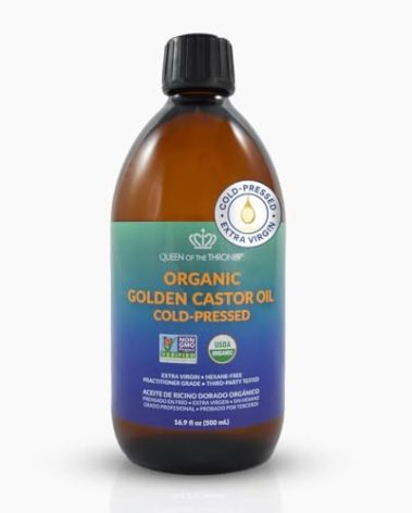 QUEEN OF THE THRONES Organic Golden Castor Oil | 100% Pure for Hair, Skin, Nails, Brows & Lashes | Hexane-Free | USDA Certified [16.9oz (500ml)]