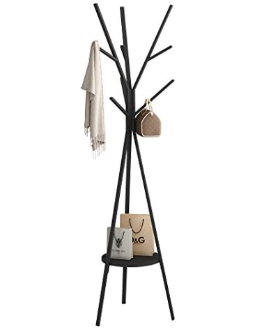 Coat Rack Hat Stand Free Standing Display Hall Tree Metal Hat Hanger Garment Storage Holder with 9 Hooks for Clothes Hats and Scarves in Black,17.72"Wx17.72"Dx70.87"H (Black)