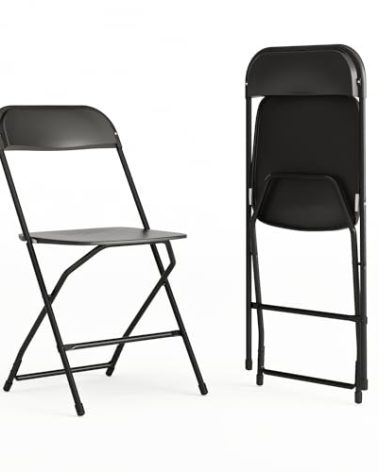 Flash Furniture Hercules Series Plastic Folding Chairs for Parties and Weddings, Stackable Commercial Event Seats with 650-lb. Static Weight Capacity, Set of 2, Black