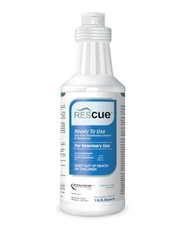REScue One-Step Ready-to-Use Disinfectant Cleaner & Deodorizer – For Veterinary Use, Animal Shelters, Pet Foster Homes, Kennels, Litter Box – 32 Ounce RTU (Spray Nozzle NOT Included)
