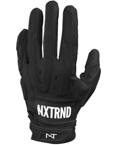 Nxtrnd G3 Pro Padded Football Gloves, Sticky Padded Receiver & Lineman Gloves (Black, Medium)