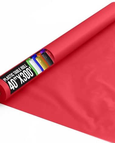 Party Solids Red Plastic Table Cover Roll 40" X 300' Table Cloth Plastic Cover Roll - Premium Quality Thick 0.5 MIL Banquet Rolls - Disposable Tablecloth Rolls