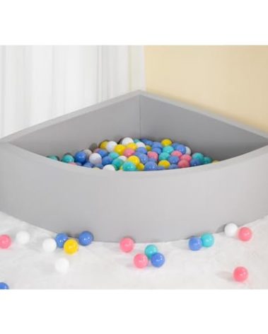 UHAPPYEE Ball Pit Grey,Sector Foam Ball Pits for Toddlers,Ball Pit Pool Playpen Foldable & Portable Soft Ball Pool 35.4”x 11.8”