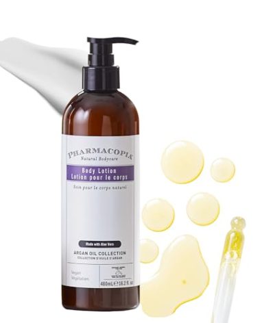Pharmacopia Hotel Argan Oil Body Lotion - Vegan Moisturizer for Dry Skin, Lotion with Melon and Green Tea Essence - Natural, Organic and Cruelty-Free Skin Care, 16.2 oz