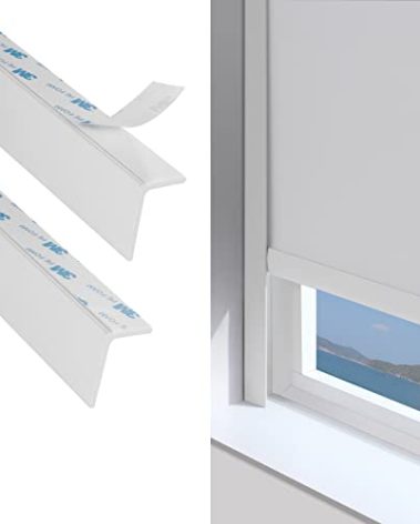 ZSTARR PVC Light Blockers Blackout Light Blockers Side Tracks for Window Shades and Blinds Side Tracks for Blackout Shades Easy to Instal Light Blocking Strips for Bedroom (White, 58",2Pcs)
