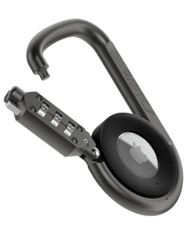 RAPTIC Upgraded Link & Lock for Apple AirTags, Anti-Theft, Heavy Duty Combination Lock, Secure Polycarbonate Housing for Air Tags, 3-Digit Combination Lock, Bike Travel Essential, Dark Grey