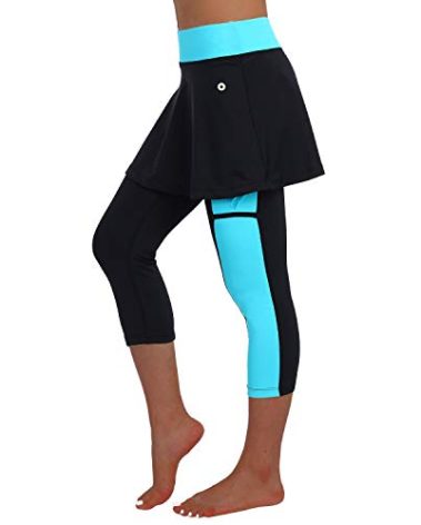 ANIVIVO Skirted Legging for Women, Skirted Capri Women Tennis Leggings with Pockets& Legging with Skirts Tennis Clothes(Black,M-Pockets)