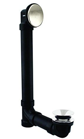 Westbrass 493144H-26 12" & 4" Bath Waste & Overflow Assembly with Tip-Toe Drain Plug and Illusionary Faceplate - Sch. 40 ABS Pipe, Polished Chrome