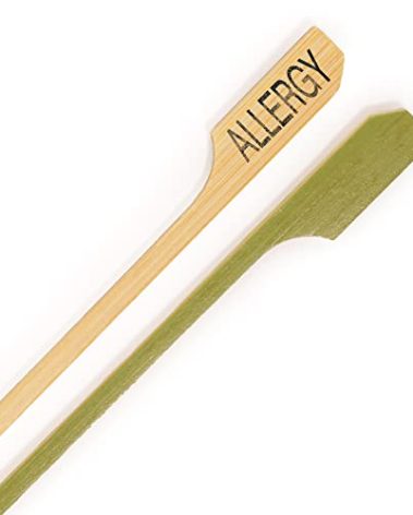 BambooMN 3.9" Food Allergy Marking Bamboo Paddle Picks for Food, Drinks, Appetizers - 1,000 Pieces