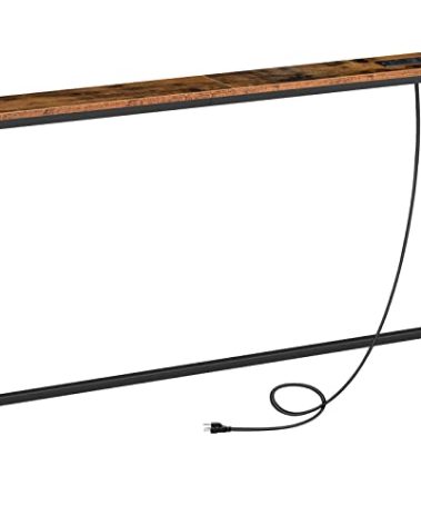 HOOBRO 47.2" Narrow Console Table with Power Outlet, 5.9" Behind Couch Table with Charging Station, Long Sofa Side Table, Skinny Entryway Table for Living Room, Hallway, Foyer, Rustic Brown BF15XG01G1