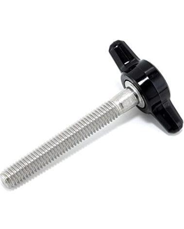 #10-32 x 1-1/2" Thumb Screw Stainless Steel - Black Tee Wing Plastic Knob - Fine Thread Thumbscrew - Length: 1.500" - Proudly Built in USA - Package of (4)